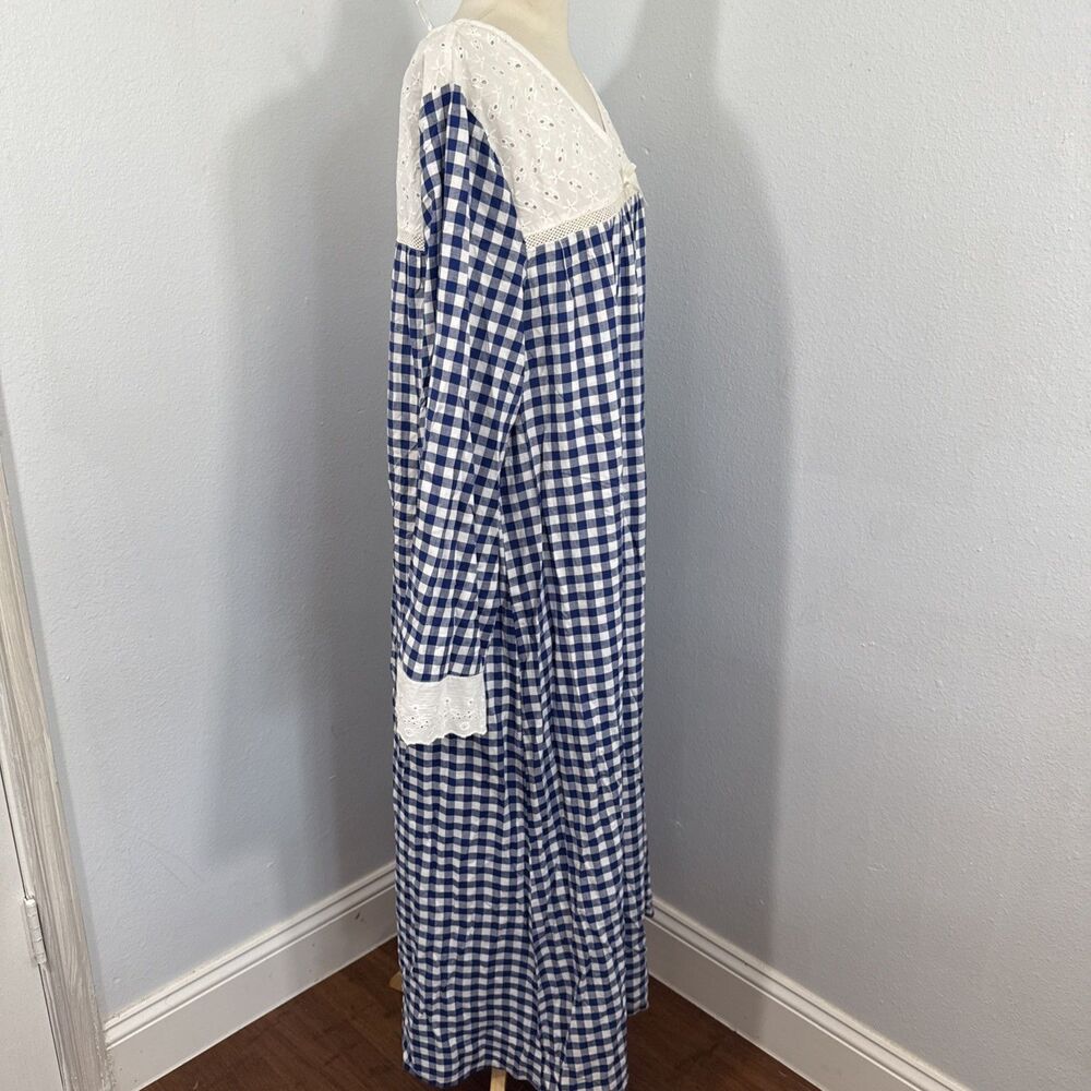 Redtag Maxi Dress‎ Womens 14 Eyelet Gingham Granny Cottagecore 90s - Picture 4 of 10